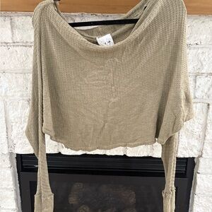 Sadie & Sage Off-the-Shoulder Tan Sweater